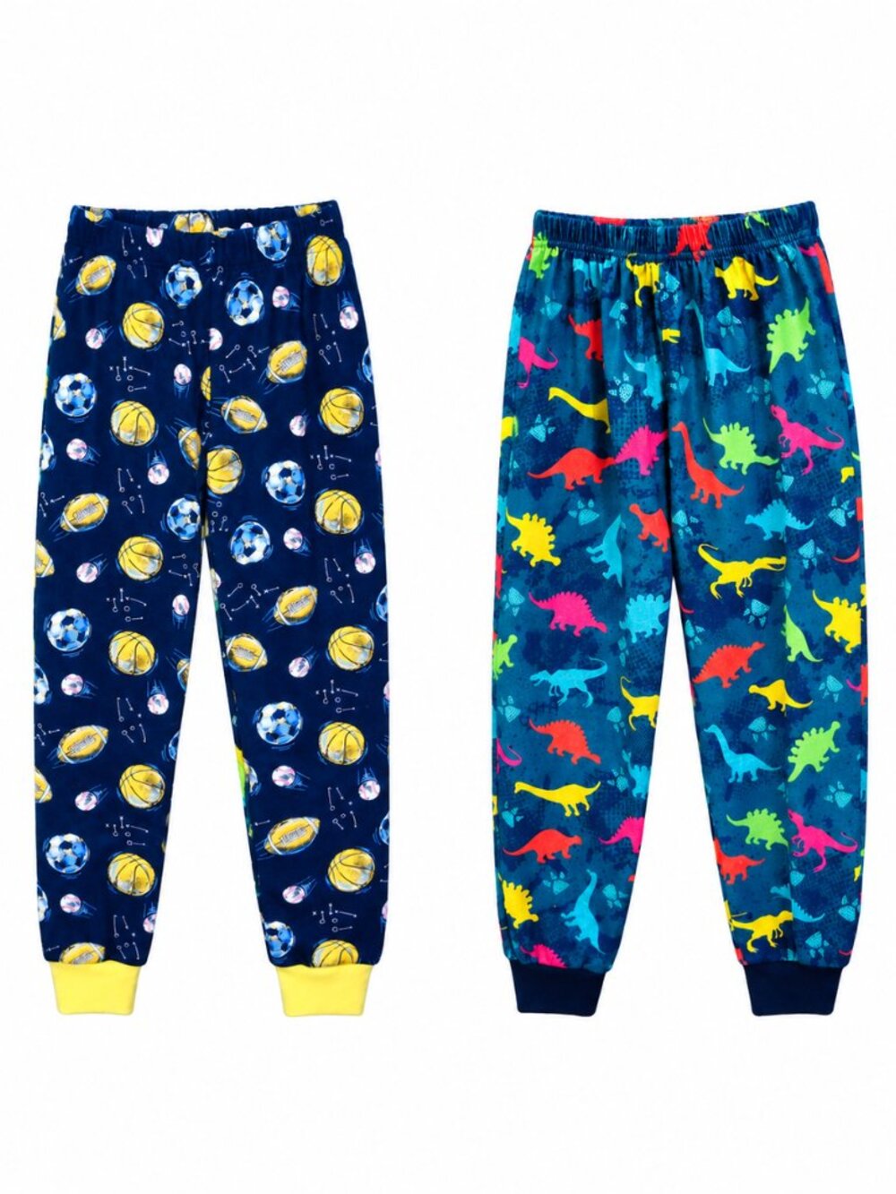 Pair of 2 Boys Pajama Pants Footballs and Dinosaurs Size 5T